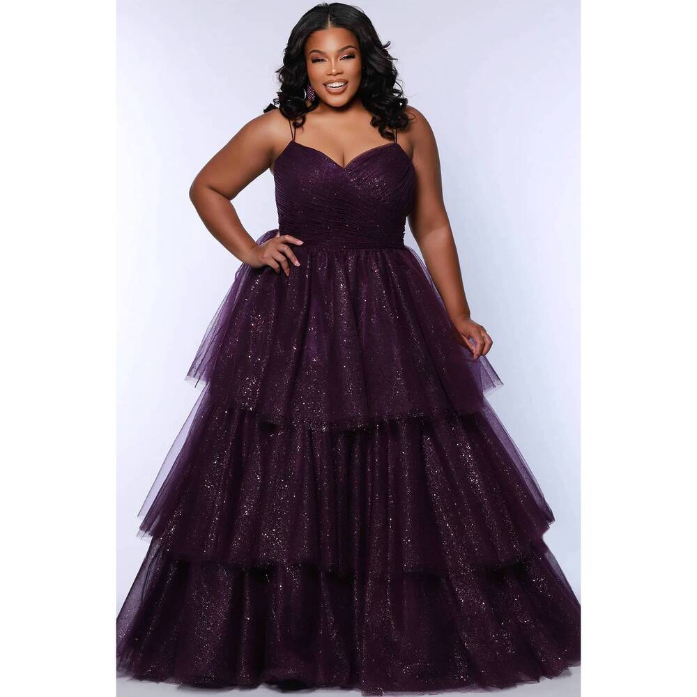 NEW SYDNEY'S CLOSET sparkle prom ball gown in purple
